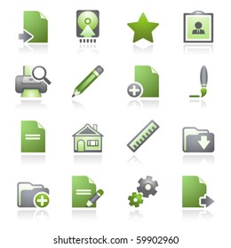 Document web icons, set 2. Gray and green series.