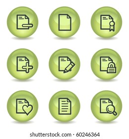 Document web icons set 2, green glossy circle buttons