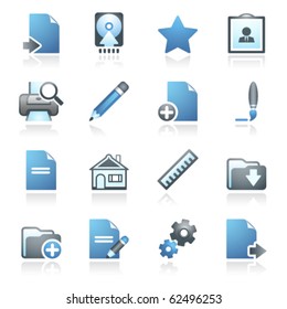 Document web icons, set 2. Gray and blue series.