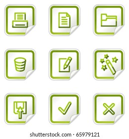 Document web icons set 2, green stickers series