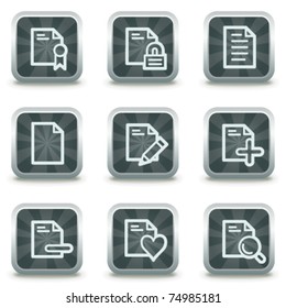 Document web icons set 2, grey square buttons