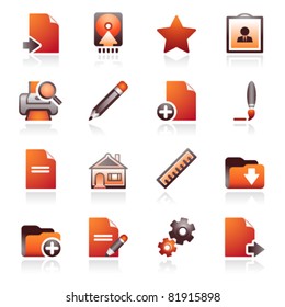 Document web icons, set 2. Black and red series.
