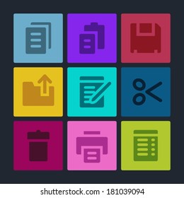 Document web icons set. Color buttons.