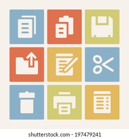 Document web icons set. Color buttons.