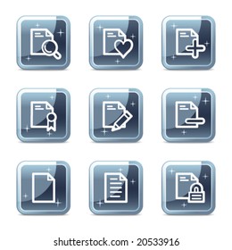Iconos web del documento, botones minerales cuadrados azules serie 2