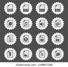document web icons stylized postage stamp for user interface design
