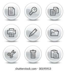 Document web icons, white glossy circle buttons series