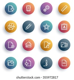 Document white icons with color buttons.