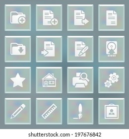 Document white icons on blue buttons.