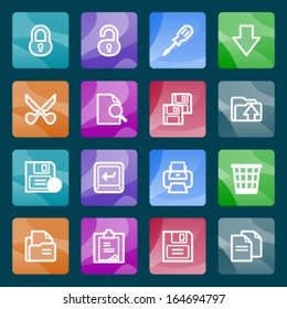 Document white icons on color buttons.