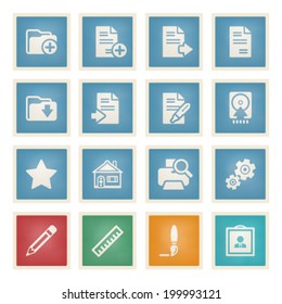 Document white icons on color paper.