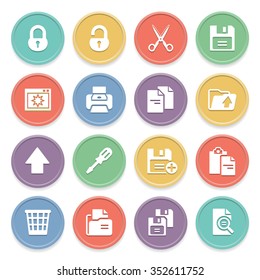 Document white icons on color buttons.