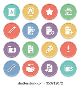 Document white icons on color buttons.