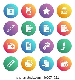 Document white icons on color buttons.