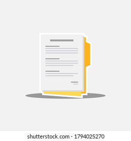 Document - White Stroke+Shadow icon vector isolated. Flat style vector illustration.