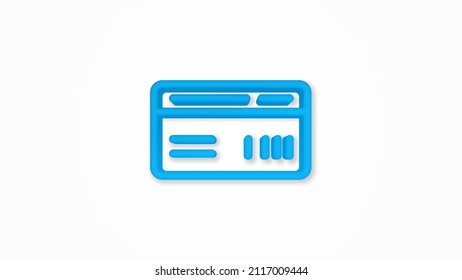 document whith barcode, plane or train ticket realistic icon. 3d vector illustration. Isolated line color pictogram. Transparent shadows