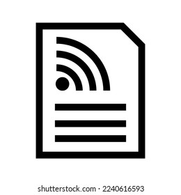 un documento con símbolo Wi-Fi, vector de icono de blogueo