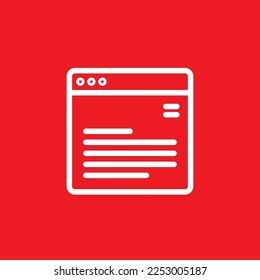 The document window line icon. Graphic resource template, vector illustration.
