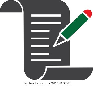 Document writing icon with pencil document contract agreement business information interface template illustration isolated