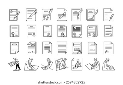 Document and Writing Icons – Paper, Notes, Contracts, and More
