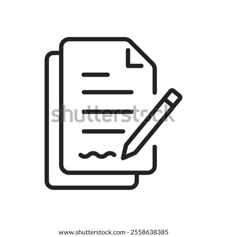 Document writing thin line icons. Perfect pixel on transparent background