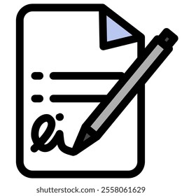 Document with written text, bullet points and signature icon symbol - Document which get signed
