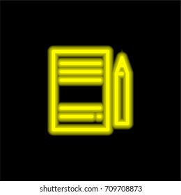Document yellow glowing neon ui ux icon. Glowing sign logo vector