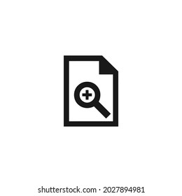 document zoom in black icon isolated white background, for web, app, and presentation 
