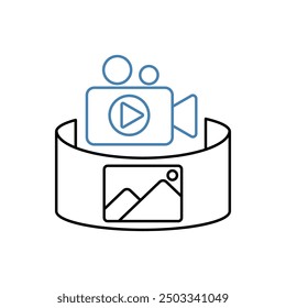 documentary concept line icon. Simple element illustration.documentary concept outline symbol design.