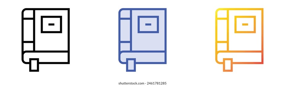 icono documental. Diseño de estilo de relleno lineal, azul y degradado aislado sobre fondo blanco