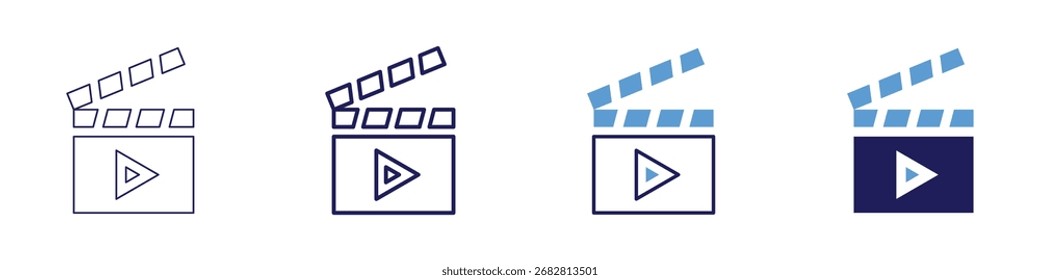 Documentary video icon in 4 different styles. Thin Line, Line, Bold Line, Duotone. Duotone style. Editable stroke.
