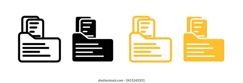 Documentation Archive and Filing Line Icon. Record Keeping and Data Storage Icon in Black and White Color.