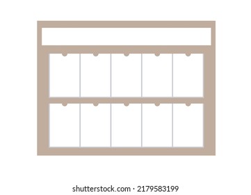 Documentation board, wall board, plan, schedule, bulletin board for institutions and organizations. Beige stand for announcements and information with Ten vertical templates of A-4 or A-3 format. 