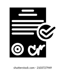 vector de icono de glifo de cumplimiento de la documentación. signo de cumplimiento de la documentación. símbolo de contorno aislado ilustración negra