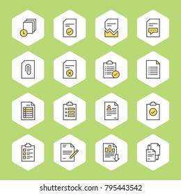 Documentation and file work vector line icons. Simple icon for website or app.