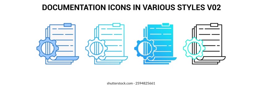 Documentation icon Blue, Dualline, Gradient, Gradient fill style.