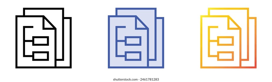 documentation icon. Linear, Blue Fill and Gradient Style Design Isolated On White Background