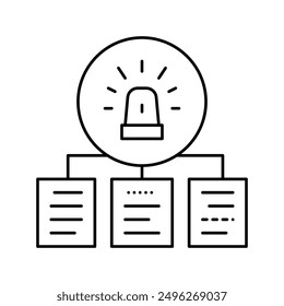 Documentación con el Vector de la línea de incidentes. Documentación con el signo de incidentes. Ilustración negra del símbolo de contorno aislado