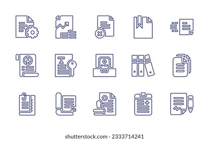 Documentation line icon collection. Editable stroke. Vector illustration. Containing file, analytics, error, document, folders, copy, documentation, approve, patient.