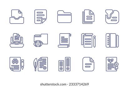 Documentation line icon collection. Editable stroke. Vector illustration. Containing inbox, document, documents, laptop, folder, car insurance, archive, file.