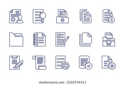 Documentation line icon collection. Editable stroke. Vector illustration. Containing document, analysis, documents, download file, file, files, accept.