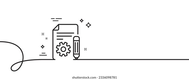 Documentation line icon. Continuous one line with curl. Technical instruction sign. Documentation single outline ribbon. Loop curve pattern. Vector