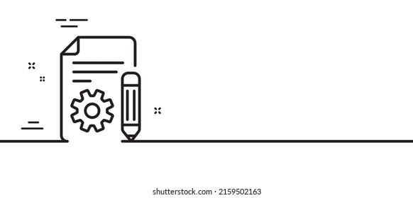 Documentation line icon. Technical instruction sign. Minimal line illustration background. Documentation line icon pattern banner. White web template concept. Vector