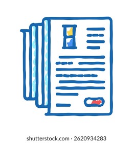 documentation lists heap doodle icon sketch vector. documentation lists heap sign. isolated symbol illustration