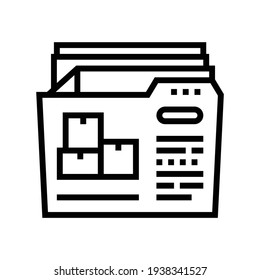 Dokumentation der Logistikfirma Linie Symbol Vektor. Dokumentation des Firmenzeichens der Logistik. isoliertes Kontursymbol