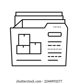 documentación del vector de icono de línea de la compañía logística. documentación de la firma de la compañía logística. símbolo de contorno aislado ilustración negra