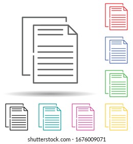 Documentation multi color set icon. Simple thin line, outline vector of web icons for ui and ux, website or mobile application