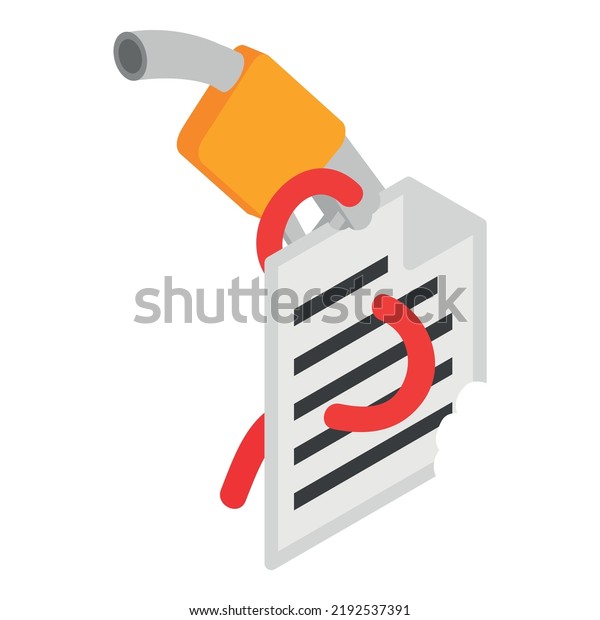 Documentation safety icon isometric vector.\
Fuel nozzle, virus worm destroy doc. Petroleum industry, security\
of technical\
documentation