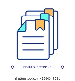 Documented based chunking RGB color icon. Dividing data into uniformly sized segments. RAG services for business. Isolated vector illustration. Simple filled line drawing. Editable stroke