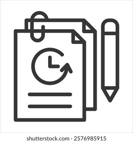 Documented Outline Icon Vector Illustration